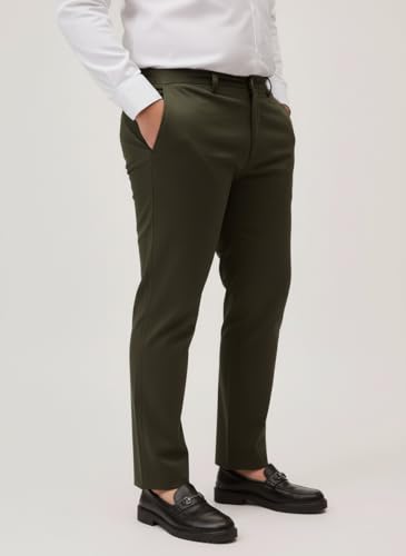Image of Plus Size Men Stretchable Chino Pants Pure Cotton Casual Trousers for Men