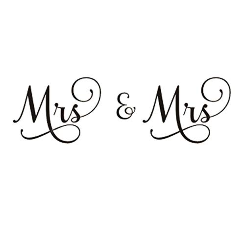 DNVEN Mrs & Mrs Wall Decals Headboard Decals Husband and Wife Couples Bedroom Stickers Arts Decors Home Vinyl Lettering Sayings Quotes Romantic Wedding Anniversary Large 50 inches x 17 inches