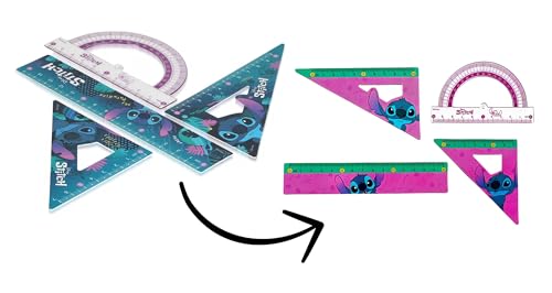 DISNEY Stitch Schulbedarfsset, geometrische Utensilien