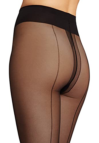 Wolford Individual 10 Den Back Seam Tights for Women Ultra Sheer Matte Pantyhose Logo Waistband Invisible Toe Reinforcement3