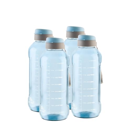 Image of ATTRO Ultra Pro 2 Motivational 2-Liter BPA-Free Water Bottle with Leak-Proof Flip-Top Cap, Nylon Strap and Stylish Blue Color for Daily Hydration-Set Of 4