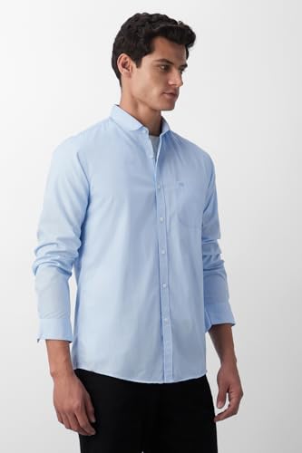 Image of Peter England Men's Classic Slim Fit Full Sleeve Oxford Shirt | 100% Cotton