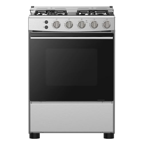 Hisense HFG60121X 60 cm Freestanding Gas Cooker, 4 Gas Burners with Flame Failure Device, Cast Iron Pan Support, Stainless Steel, 1 Year Warranty