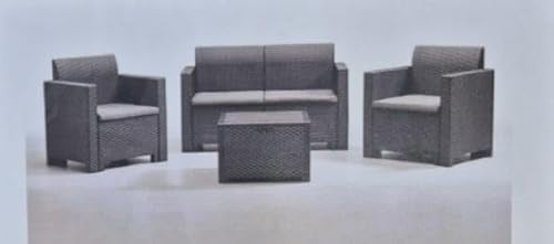 Set 4 cuscini esterni da giardino salottino e divanetti in rattan sfoderabili 50X55X5 centimetri (grigio)