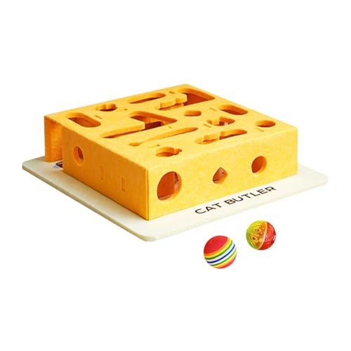 Cat Maze - Cat Puzzle Toys | 13.39x13.39x3.35 Inches Interactive Felt Cats Play Maze Box With Ball, Kitten Treat Dispenser Toy,