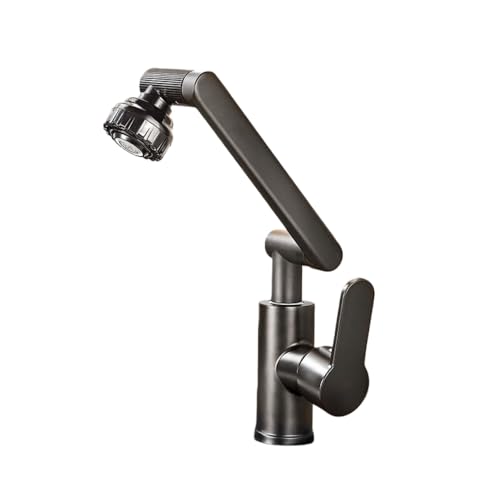 XVVXこのステンレス製シングルレバー水栓は、ユニバーサルスイベル式のデュアルモード水流と温水・冷水切り替え機能を備えた多機能バスルーム用水栓です。取り付けが簡単で、シンク、キッチン、バスルームなど、あらゆる場所に適しています (グレー電気めっき,60cm