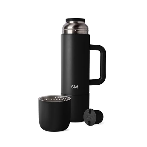 Image of Simple Modern 36oz Insulated Hot Beverage Bottle with 2 Mugs | Travel Coffee Thermos for Hot Drinks | Twist and Pour Top | Commute, Travel, and Picnic Friendly | Roam Collection | Midnight Black