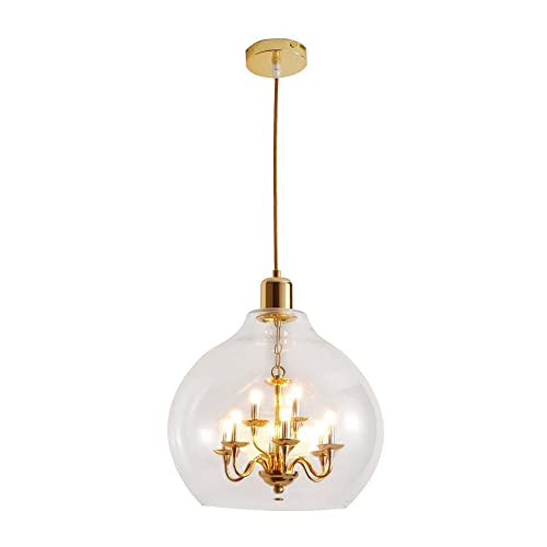 Lampe suspendue vintage en verre transparent pour luminaire de grenier chic