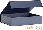 1 Pack Gift Boxes, 30 x 20 x 7.6 cm Gift Boxes for Presents with Lids Magnetic Closure Rectangle Collapsible for Groomsman Proposal Box, Wedding, Christmas, Halloween, Birthday Gift (Blue)