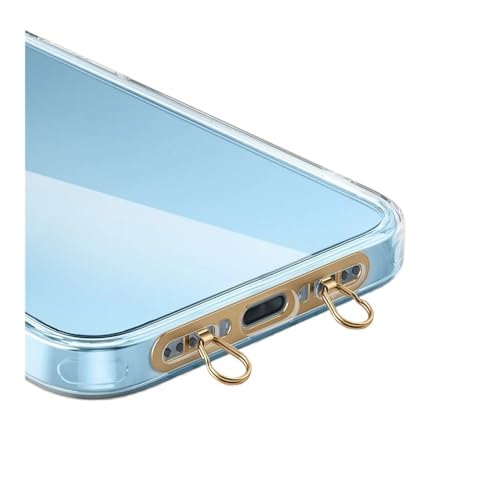 UYFRD 1 à 5 pièces double boucle créative en acier inoxydable patch clip pour iPhone 16 Samsung Mi Huawei coque de téléphone joint métallique corde suspendue (doré 1 pièce)