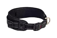 Rogz Classic Non Shift Padded Dog Collar with Rogloc Black Extra Large