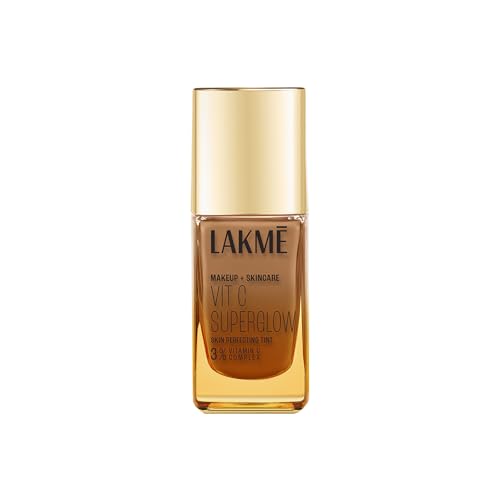 Image of LAKME Makeup+Skincare VitC Superglow Skin Perfecting Tint Cool Walnut C380 25ml, Medium coverage, Natural finish liquid for all skin type