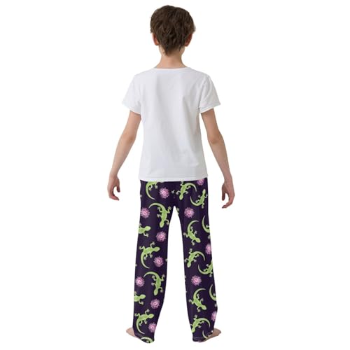 Chameleon Tie Dye Floral Boys Long Pants Soft Trousers Elastic Waist Kids Lounge Bottoms with Pockets S-XL3