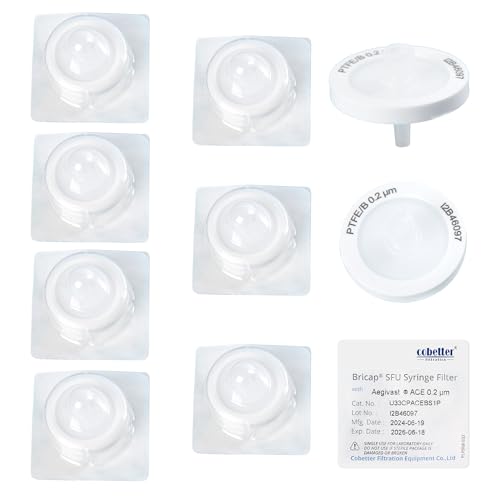 Image of Pack of 10 Hydrophobic PTFE Syringe Filters 0.2μm 33mm for Air Venting, Sterile Individually Packaged