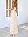 MEROKEETY Women's Floral Strapless Maxi Dress 2026 Summer Mesh Tube Bodycon Formal Wedding Guest Cocktail Party Long Dresses, Apricot, Medium