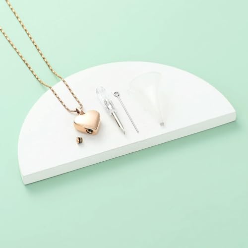 Collier urne funéraire cœur or rose avec empreinte patte ciselée - 4