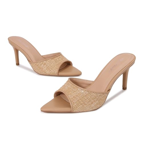 Image of Women Clear Pointed Toe Sandals Stiletto Heels Transparent Strap High Heels Slip on Mules for Women