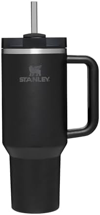 Stanley Quencher H2.0 FlowState Trinkflasche mit Strohhalm 1.2L - Thermobecher Kühlt 11 Stunden - 48 Stunden Eisgekühlt - Spülmaschinenfest - Thermosflasche BPA Frei - Kaffeebecher To Go - Black