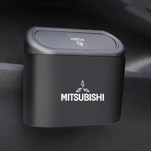 DUANJIAN Petite Poubelle de Voiture avec Couvercle pour Mitsubishi, Poubelle de Voiture Étanche Mini Poubelles Voiture Accessoire Voiture Interieur
