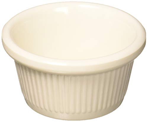 Winco Commercial-Grade Plastic Ramekin/Dipping Sauce Cup, Fluted, 2 Ounce, Bone (12 Pack)