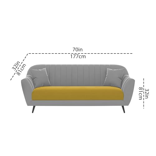 Image of Atticus 3+1+1 Seater Sofa Set for Living Room (Yellow Grey Colour) Premium Fabric Sofa