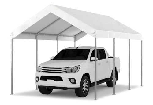 Image of Aoxun 10x15 FT Carport, Heavy Duty Car Canopy Adjustable Carport,White