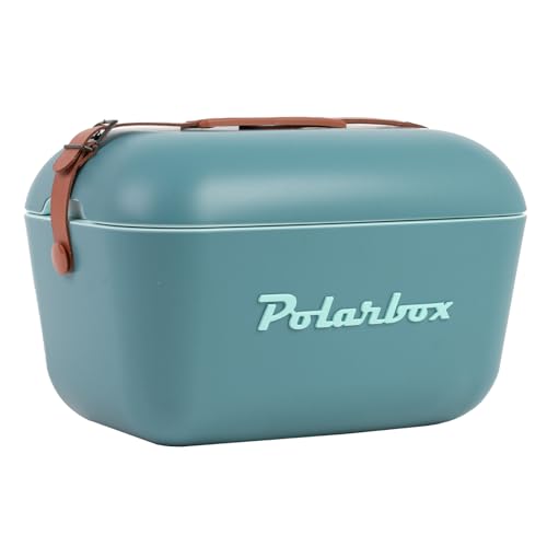 Polarbox Retro Beach Cooler Vintage Picnic Lunch Box Bag - Portable 90s Style Ice Chest for Camping, Hiking, Travel - Extra Large 20L Lightweight for Cans, Beers & Seltzer Drinks (Ocean Blue)