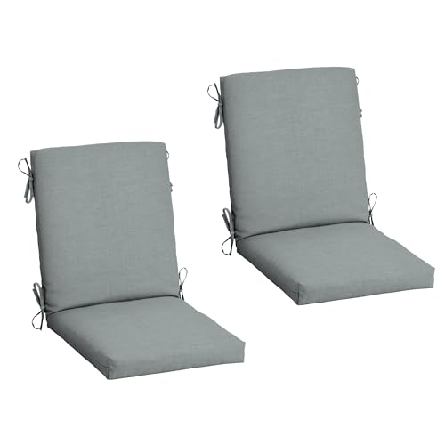 Arden 2-Pack Patio Dining Outdoor Chair Cushions, 20x44, Rain-Proof Seat Pad, Fade-Resistant Outdoor Cushion Stone Grey Leala
