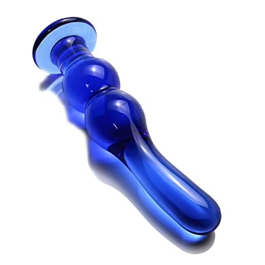 Juguete de masaje de relajación de cristal azul, 16,5 cm de largo, 2,5 cm a 3,4 cm de diámetro