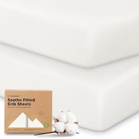KeaBabies 2-Pack Organic Cotton Crib Sheets for Boys, Girls - 52x28 Fitted Crib Mattress Sheet Neutral, Breathable Cover for Baby Bed Set, Toddler Mattress, Soft & Cute Prints (Soft White)