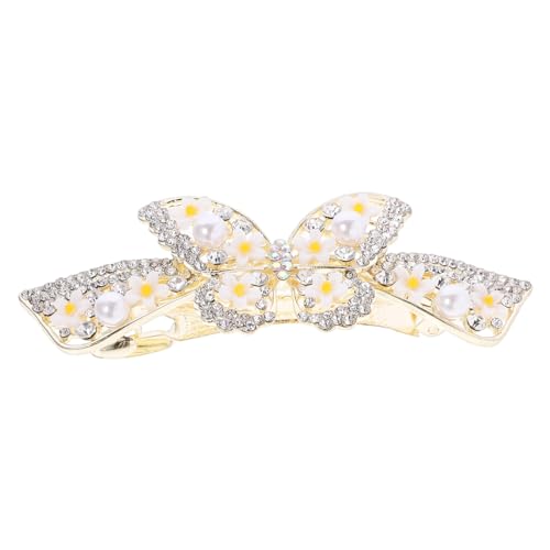 BELLIFFY Pince à Cheveux Avec Perles Et Strass Accessoire Élégant Pour Fête Mariage Anniversaire Pince Métallique Déco Style