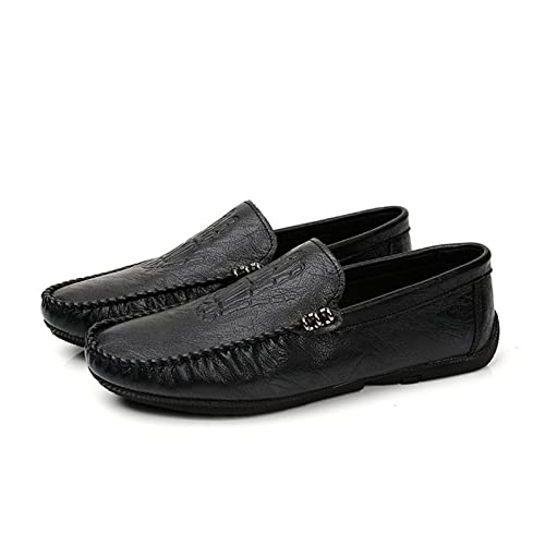 Mens Shoe Loafers for Men PU Round Toe Stitching Details Hand Bones Embossed Lightweight Resistant Flat Heel Comfortable Anti-Slip Classic Party2