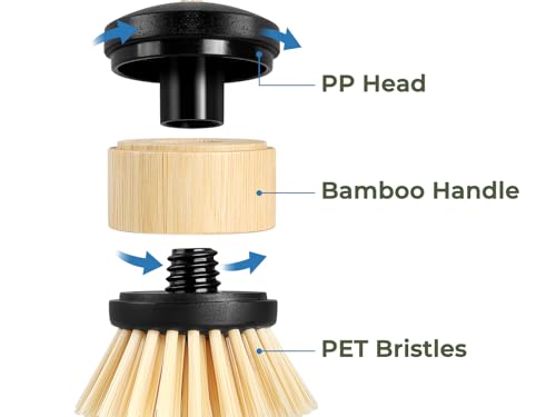 Image of Dish Brush, Palm Scrubber with Comfortable Grip for Dishes Kitchen Sink Vegetables Scrubbing, 6 Pack
