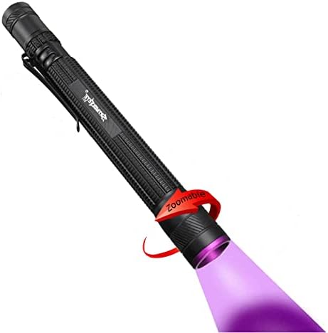 CASTNOO UV Blacklight Flashlight, 395nm Ultraviolet Flashlight, Zoomable Mini Black Light Pen Light Detector for Leak, Pet Urine, Hotel Inspection, Cat Dog Stain