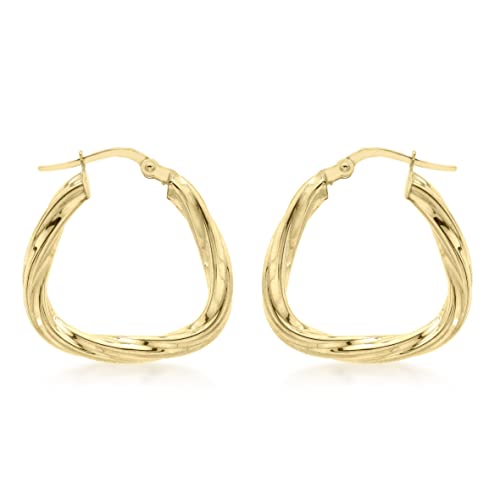 Boucles d'oreilles créoles torsadées triangulaires or jaune 9 ct femmes Carissima bijoux
