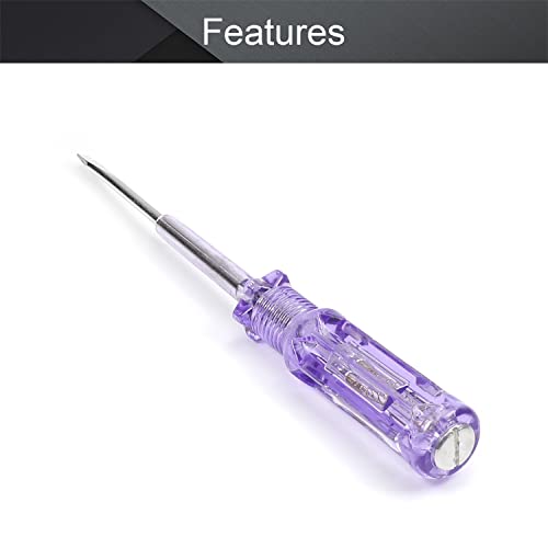 Fielect Voltage Tester Voltage Detector Pen Circuit Tester Tool Slotted Screwdriver Test Pencil JR-168 AC/DC 100-500V Purple Clear 1pcs - Thumbnail 3