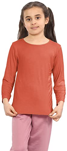 T-shirt uni rouille pour enfant de 3-4 ans à manches longues et col rond