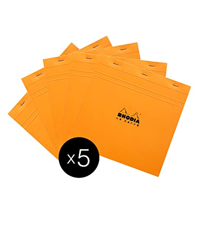 RHODIA 210200C, Stapled Notepad N°210 Orange, 21x21 cm, Small Squares, 80 Detachable Sheets - Image 3