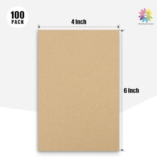 Image of Mat Board Center, 100-Pack 4x6 Corrugated Cardboard Sheets, Trading Card Protectors For Shipping, Cardboard Inserts Packing Dividers Layer Pads, Corrugated Sheet For Craft Project (Kraft Brown)