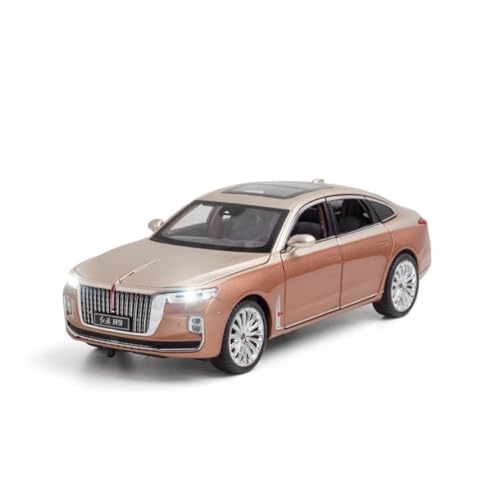 Image of 1:24 Hongqi H9 Diecast Metal Toy Car - Large Size Luxury Sedan Model Car, Realistic Toy Car for Kids & Collectors with Openable Doors [Random Color] [Pack of 1]