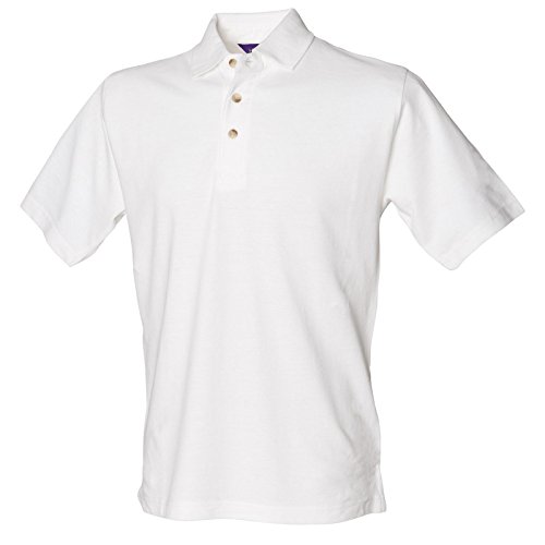 Polo blanc Henbury pour garçon de 8 à 10 ans avec col montant classique à trois boutons