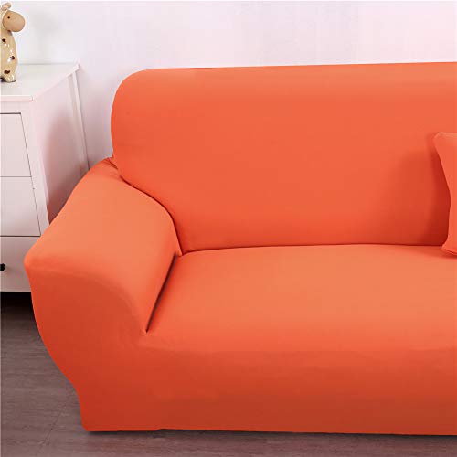 Housse de canapé 3 places élastique orange extensible et lavable - 4