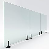 Frameless Glass Railing Panel - 1/2'' Clear Tempered Glass Railing System with 2 Posts - 36