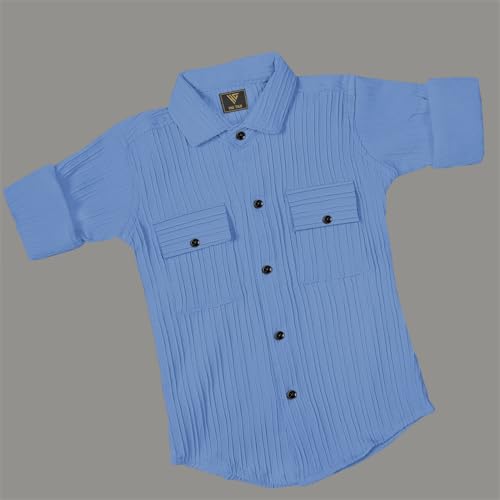Image of Kids Cotton Blend Half Sleeve Shirt Lightweight Soft Fabric Casual Look Daily Use Summer Style Comfortable Kids Clothing Set