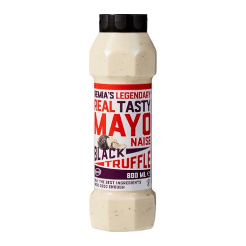 Remia Mayonnaise Schwarzer Trüffel 800ml Trüffelmayonnaise aus italienischen schwarzen Trüffeln & Dijon Senf laktosefrei & glutenfrei Dip & Sauce für Pommes Burger Sandwiches & Brötchen