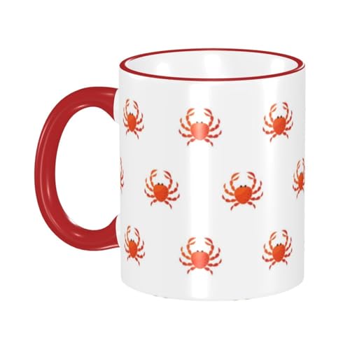 赤いカニの漫画 マグカップ コーヒーカップ Red 陶器 朝食カップ ティーカップ 耐熱マグ 保温 耐冷 おしゃれ 大きい ミルクコップ 330ml 雑貨 家庭用 プリント贈り物