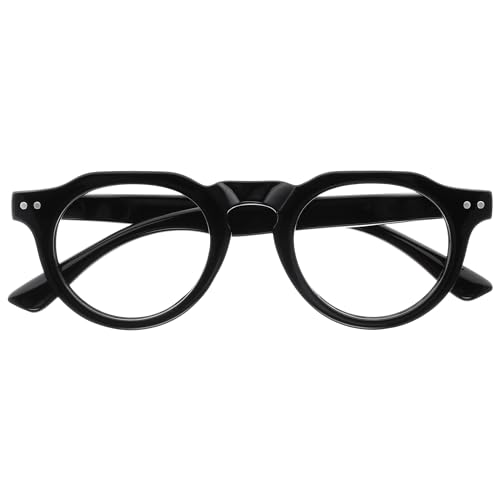 OPULIZE RIO Gafas de Lectura con Filtro de Luz Azul - Montura Parte Superior Plana - Negro - Hombres y Mujeres - Bisagras de Muelle - B53-1 - +1.00