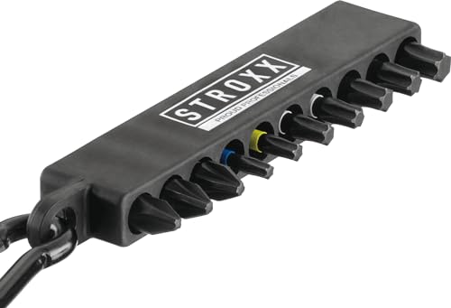STROXX - Impact 10tlg. Bitsatz - Länge: 25mm - Torx/Kreuzschlitz - mit Universalbithalter - Karabiner - Bit - Hochwertiger Bit für die professionelle Anwendung