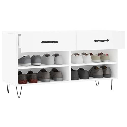 Banc à chaussures blanc contre le désordre pour optimiser les petits espaces - 5
