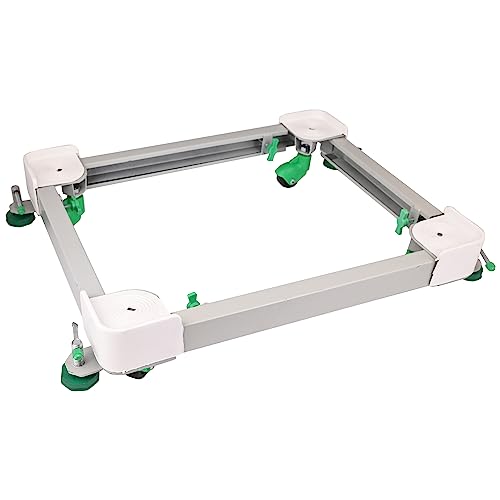 Image of Zureni Sumo 4 Square Wheels Trolley with Flat Edges Washing Machine Stand with Adjustable Stoppers Heavy Duty Steel Rods for Refrigerator Dishwasher - Grey